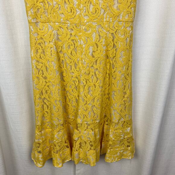 Adrianna Papell Yellow Lace Sleeveless Midi Dress Sz.14 - Picture 8 of 11